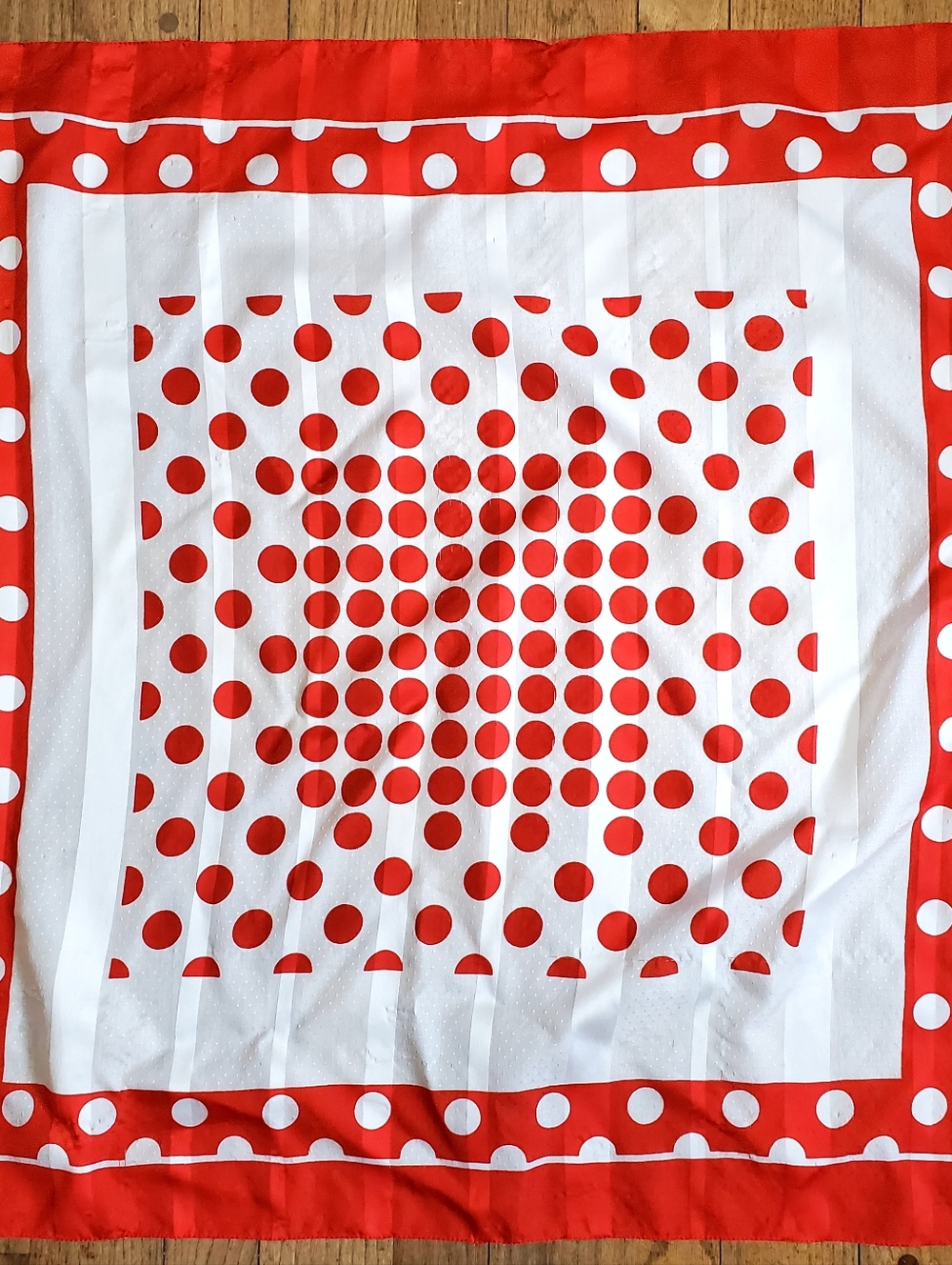 Vintage Women's Scarf RED WHITE POLKA DOTS Sheer Retro Classic Square 30"